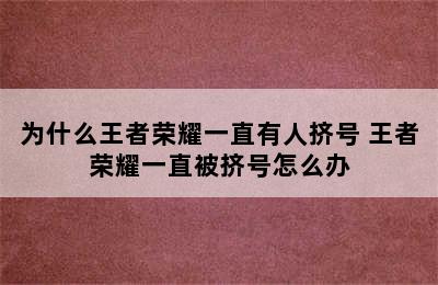 为什么王者荣耀一直有人挤号 王者荣耀一直被挤号怎么办